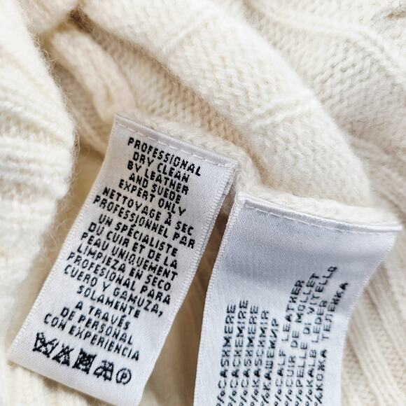 Vintage Ralph Lauren Black Label Cashmere Cream Cable Knit Sweater Women's Sz S - Picture 9 of 10